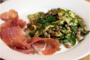 Lentil Salad with Grilled Zucchini and Prosciutto